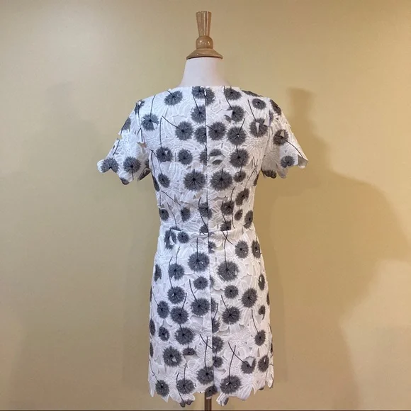 Grey Floral Embroidered Eyelet Lace Shift Dress - Picture 5 of 5